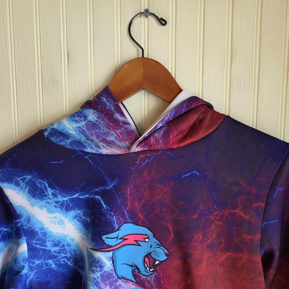 Mr Beast Hoodie Youth Medium Multicolor Lightning Graphic Pullover Sweatshirt